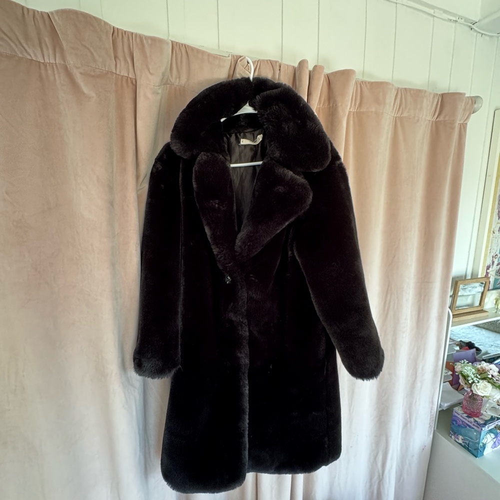 MANGO Black Faux Fur Jacket